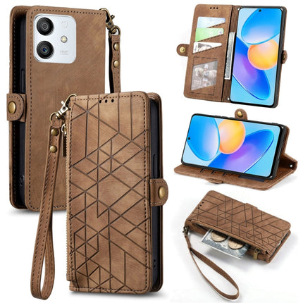 Geometric Zipper Wallet Side Buckle Leather Phone Case, For Honor 70, For Honor Play 6T, For Honor Play 6T Pro, For Honor Magic4 Lite