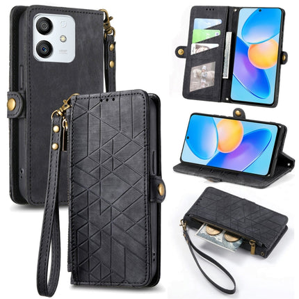Geometric Zipper Wallet Side Buckle Leather Phone Case, For Honor 70, For Honor Play 6T, For Honor Play 6T Pro, For Honor Magic4 Lite