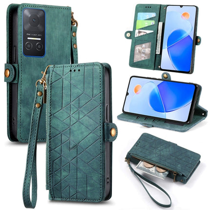 Geometric Zipper Wallet Side Buckle Leather Phone Case, For Honor 70, For Honor Play 6T, For Honor Play 6T Pro, For Honor Magic4 Lite