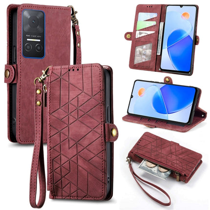 Geometric Zipper Wallet Side Buckle Leather Phone Case, For Honor 70, For Honor Play 6T, For Honor Play 6T Pro, For Honor Magic4 Lite