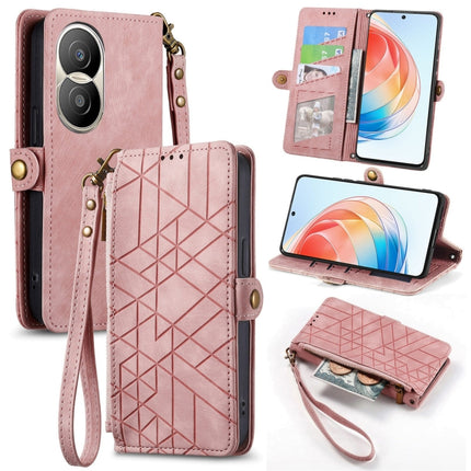 Geometric Zipper Wallet Side Buckle Leather Phone Case, For Honor X40 GT, For Honor X8 5G, For Honor X40i, For Honor 70 Pro