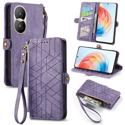 Geometric Zipper Wallet Side Buckle Leather Phone Case, For Honor X40 GT, For Honor X8 5G, For Honor X40i, For Honor 70 Pro