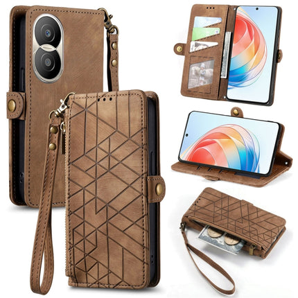 Geometric Zipper Wallet Side Buckle Leather Phone Case, For Honor X40 GT, For Honor X8 5G, For Honor X40i, For Honor 70 Pro