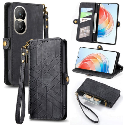 Geometric Zipper Wallet Side Buckle Leather Phone Case, For Honor X40 GT, For Honor X8 5G, For Honor X40i, For Honor 70 Pro