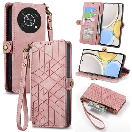 Geometric Zipper Wallet Side Buckle Leather Phone Case, For Honor 70, For Honor Play 6T, For Honor Play 6T Pro, For Honor Magic4 Lite