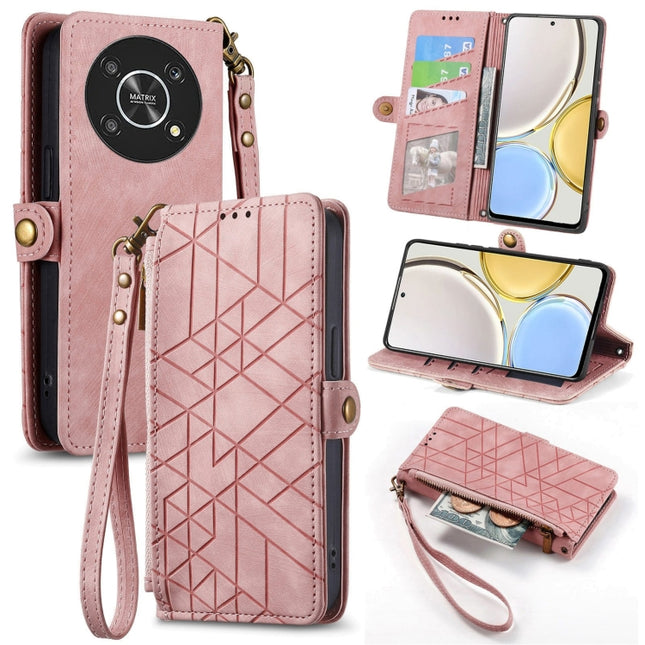 Geometric Zipper Wallet Side Buckle Leather Phone Case, For Honor Magic4 Lite, For Honor Magic4 Pro, For Honor Magic4, For Honor X30