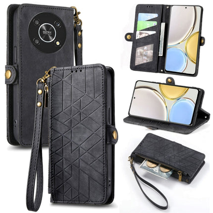 Geometric Zipper Wallet Side Buckle Leather Phone Case, For Honor 70, For Honor Play 6T, For Honor Play 6T Pro, For Honor Magic4 Lite