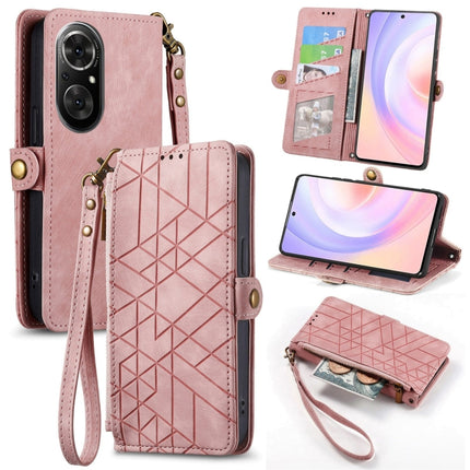 Geometric Zipper Wallet Side Buckle Leather Phone Case, For Honor 60, For Honor 50 Pro, For Honor 50, For Honor 50 SE