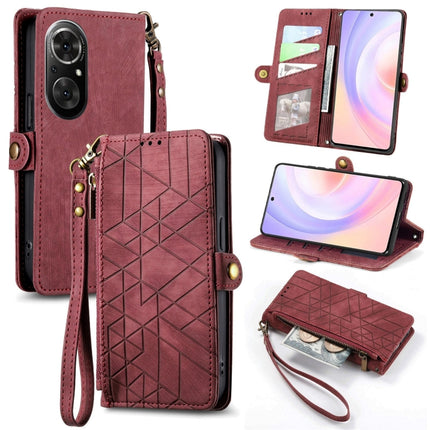 Geometric Zipper Wallet Side Buckle Leather Phone Case, For Honor 60, For Honor 50 Pro, For Honor 50, For Honor 50 SE