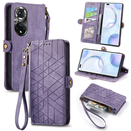Geometric Zipper Wallet Side Buckle Leather Phone Case, For Honor 60, For Honor 50 Pro, For Honor 50, For Honor 50 SE