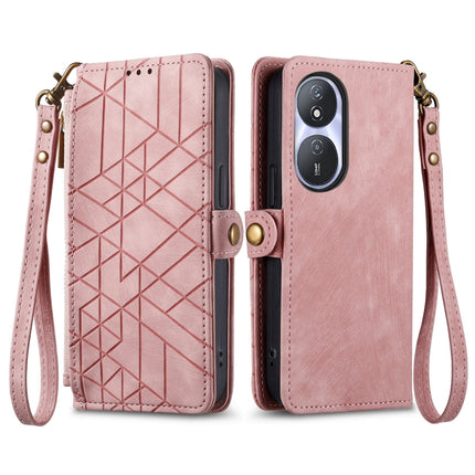 Geometric Zipper Wallet Side Buckle Leather Phone Case, For Honor Play 50 Plus, For Honor 90 Lite / X50i, For Honor 90 Pro, For Honor 90