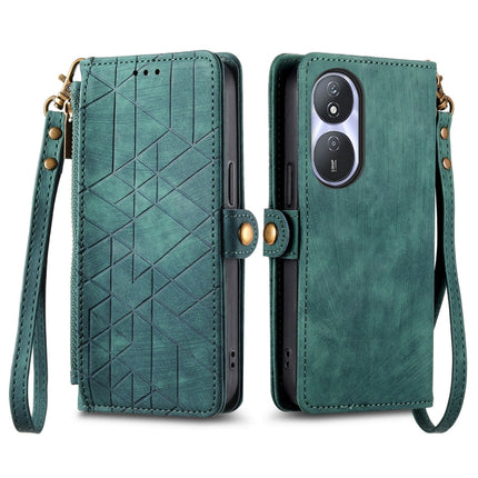 Geometric Zipper Wallet Side Buckle Leather Phone Case, For Honor Play 50 Plus, For Honor 90 Lite / X50i, For Honor 90 Pro, For Honor 90