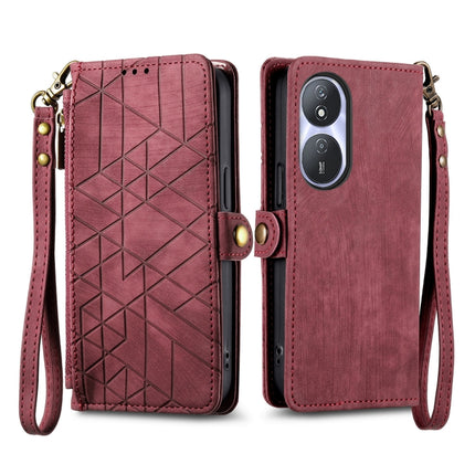 Geometric Zipper Wallet Side Buckle Leather Phone Case, For Honor Play 50 Plus, For Honor 90 Lite / X50i, For Honor 90 Pro, For Honor 90