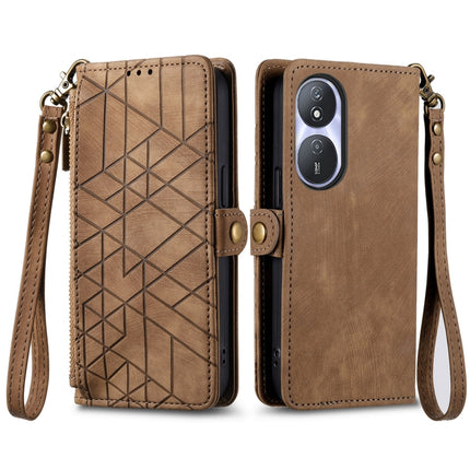 Geometric Zipper Wallet Side Buckle Leather Phone Case, For Honor Play 50 Plus, For Honor 90 Lite / X50i, For Honor 90 Pro, For Honor 90