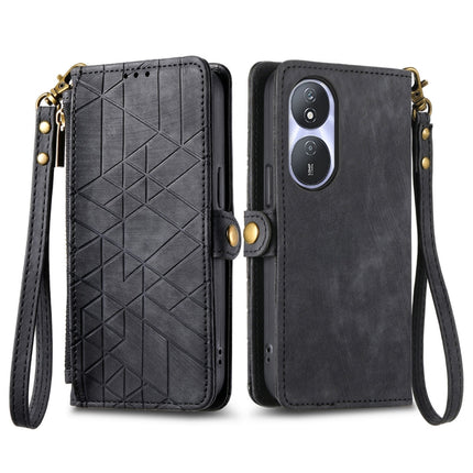 Geometric Zipper Wallet Side Buckle Leather Phone Case, For Honor Play 50 Plus, For Honor 90 Lite / X50i, For Honor 90 Pro, For Honor 90