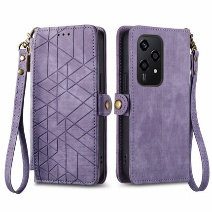 Geometric Zipper Wallet Side Buckle Leather Phone Case, For Honor 600 Smart 5G, For Honor 400 Lite Global, For Honor 200 Smart, For Honor 200 Lite Global