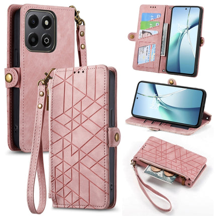 Geometric Zipper Wallet Side Buckle Leather Phone Case, For Honor 600 Smart 5G, For Honor 400 Lite Global, For Honor 200 Smart, For Honor 200 Lite Global