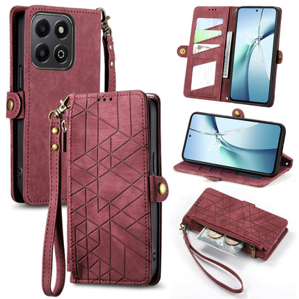 Geometric Zipper Wallet Side Buckle Leather Phone Case, For Honor 600 Smart 5G, For Honor 400 Lite Global, For Honor 200 Smart, For Honor 200 Lite Global