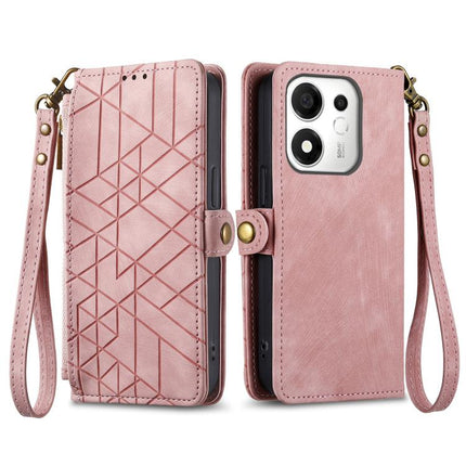 Geometric Zipper Wallet Side Buckle Leather Phone Case, For Honor 600 Smart 5G, For Honor 400 Lite Global, For Honor 200 Smart, For Honor 200 Lite Global