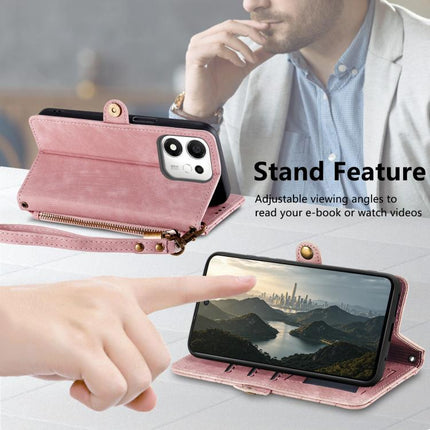 Geometric Zipper Wallet Side Buckle Leather Phone Case, For Honor 600 Smart 5G, For Honor 400 Lite Global, For Honor 200 Smart, For Honor 200 Lite Global