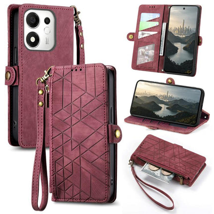 Geometric Zipper Wallet Side Buckle Leather Phone Case, For Honor 600 Smart 5G, For Honor 400 Lite Global, For Honor 200 Smart, For Honor 200 Lite Global