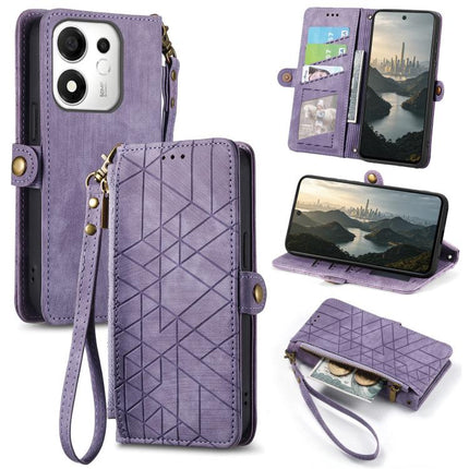 Geometric Zipper Wallet Side Buckle Leather Phone Case, For Honor 600 Smart 5G, For Honor 400 Lite Global, For Honor 200 Smart, For Honor 200 Lite Global