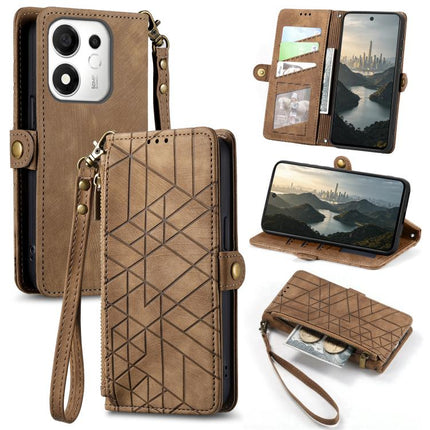 Geometric Zipper Wallet Side Buckle Leather Phone Case, For Honor 600 Smart 5G, For Honor 400 Lite Global, For Honor 200 Smart, For Honor 200 Lite Global