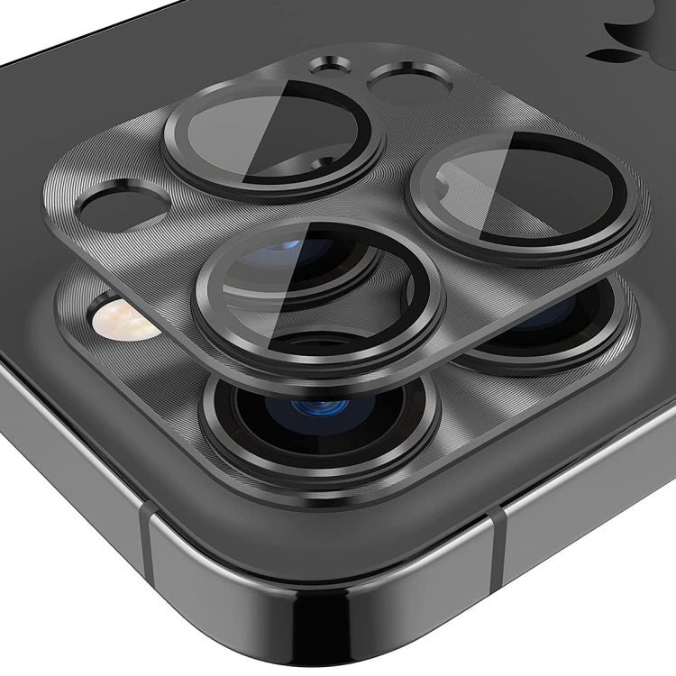 ENKAY Aluminium Alloy Tempered Glass Lens Cover Film, For iPhone 15 Pro / 15 Pro Max