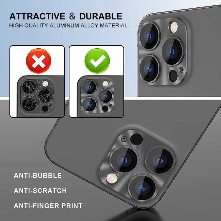 ENKAY Aluminium Alloy Tempered Glass Lens Cover Film, For iPhone 15 Pro / 15 Pro Max