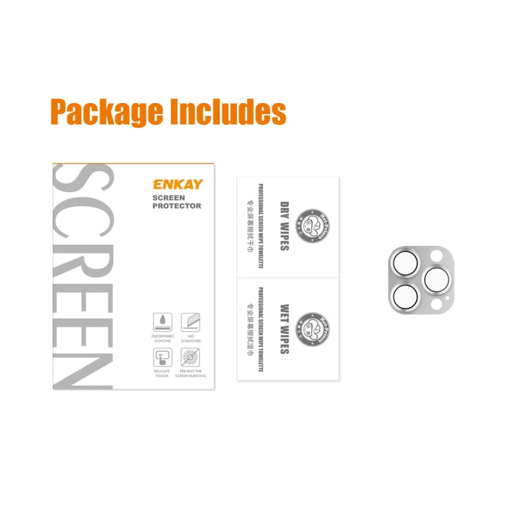 ENKAY Aluminium Alloy Tempered Glass Lens Cover Film, For iPhone 15 Pro / 15 Pro Max