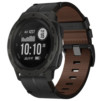 Leather Textured 22mm Watch Band, For Garmin Approach S62, For Garmin Fenix 6 Pro GPS, For Garmin Fenix 5, For Garmin Fenix 5 Plus, For Garmin Instinct, For Garmin Fenix 6 GPS, For Garmin Fenix 6 Sapphire GPS, For Garmin Forerunner 945                 ...