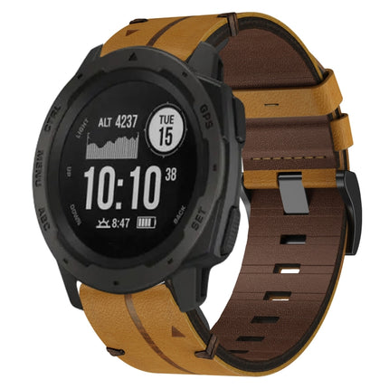Leather Textured 22mm Watch Band, For Garmin Approach S62, For Garmin Fenix 6 Pro GPS, For Garmin Fenix 5, For Garmin Fenix 5 Plus, For Garmin Instinct, For Garmin Fenix 6 GPS, For Garmin Fenix 6 Sapphire GPS, For Garmin Forerunner 945                 ...