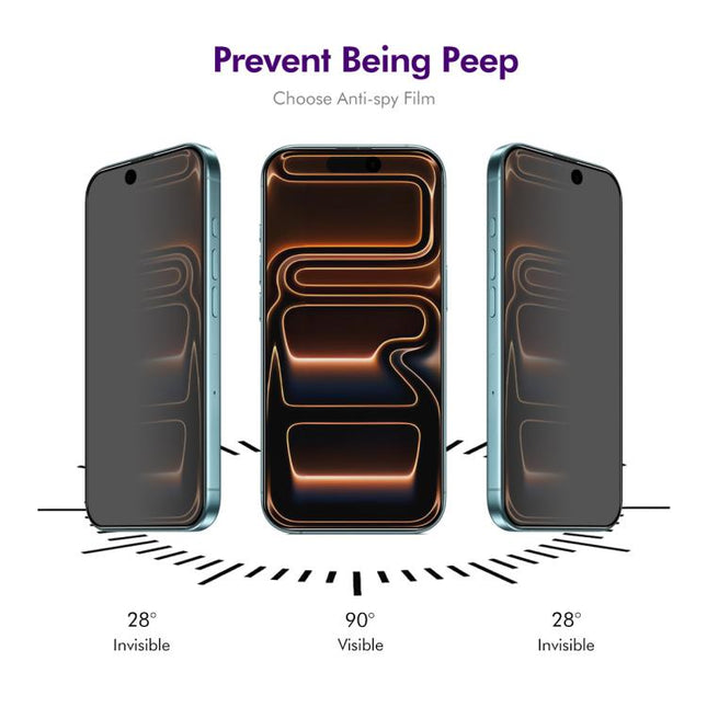 5pcs ENKAY Hat-Prince 28° Anti-peeping Tempered Glass Protector Full Screen Film, For iPhone 18 Pro, For iPhone 18 Pro Max, For iPhone 17 Pro Max, For iPhone 17 Pro, For iPhone 17, For iPhone Air, For iPhone 16 Pro Max, For iPhone 16 Pro               ...