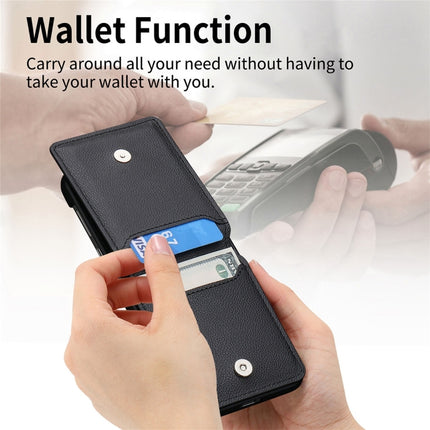 JUNSUNMAY Litchi Leather Skin PC Folding Phone Case, For Samsung Galaxy Z Flip6 / Flip7 FE, For Samsung Galaxy Z Flip5