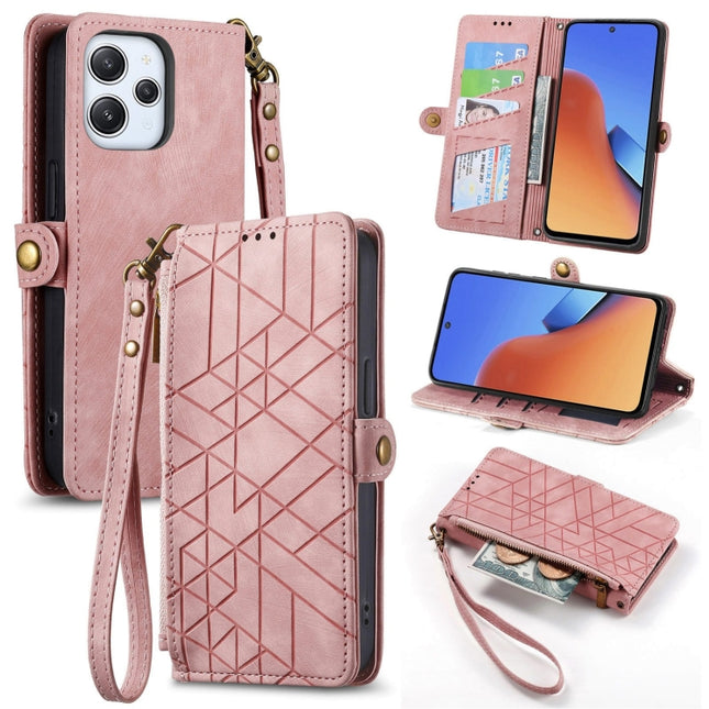Geometric Zipper Wallet Side Buckle Leather Phone Case, For Xiaomi Redmi 12, For Xiaomi Redmi Note 12S, For Xiaomi Redmi Note 12 4G, For Redmi Note 12 Turbo