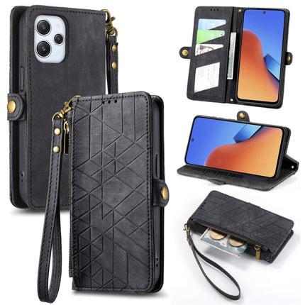 Geometric Zipper Wallet Side Buckle Leather Phone Case, For Xiaomi Redmi 12, For Xiaomi Redmi Note 12S, For Xiaomi Redmi Note 12 4G, For Redmi Note 12 Turbo