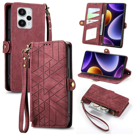 Geometric Zipper Wallet Side Buckle Leather Phone Case, For Xiaomi Redmi 12, For Xiaomi Redmi Note 12S, For Xiaomi Redmi Note 12 4G, For Redmi Note 12 Turbo