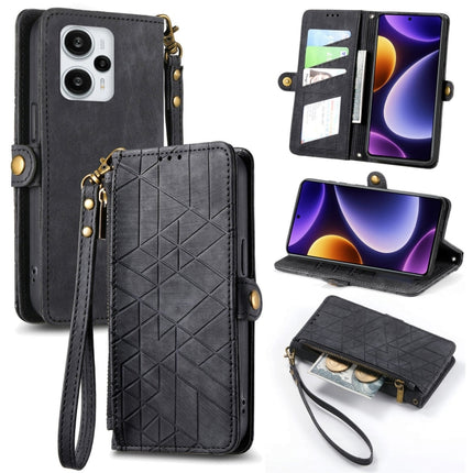 Geometric Zipper Wallet Side Buckle Leather Phone Case, For Xiaomi Redmi 12, For Xiaomi Redmi Note 12S, For Xiaomi Redmi Note 12 4G, For Redmi Note 12 Turbo