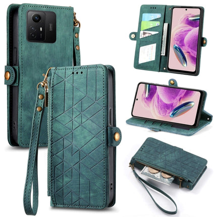 Geometric Zipper Wallet Side Buckle Leather Phone Case, For Xiaomi Redmi 12, For Xiaomi Redmi Note 12S, For Xiaomi Redmi Note 12 4G, For Redmi Note 12 Turbo
