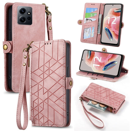 Geometric Zipper Wallet Side Buckle Leather Phone Case, For Xiaomi Redmi 12, For Xiaomi Redmi Note 12S, For Xiaomi Redmi Note 12 4G, For Redmi Note 12 Turbo