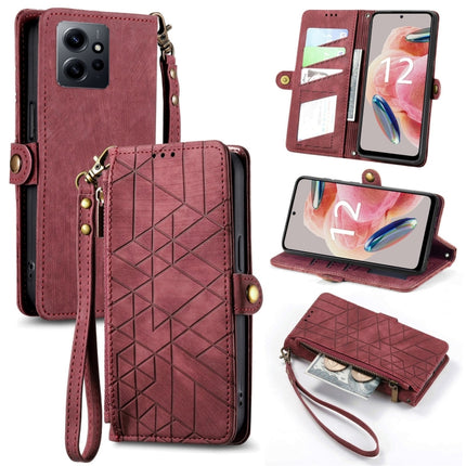 Geometric Zipper Wallet Side Buckle Leather Phone Case, For Xiaomi Redmi 12, For Xiaomi Redmi Note 12S, For Xiaomi Redmi Note 12 4G, For Redmi Note 12 Turbo