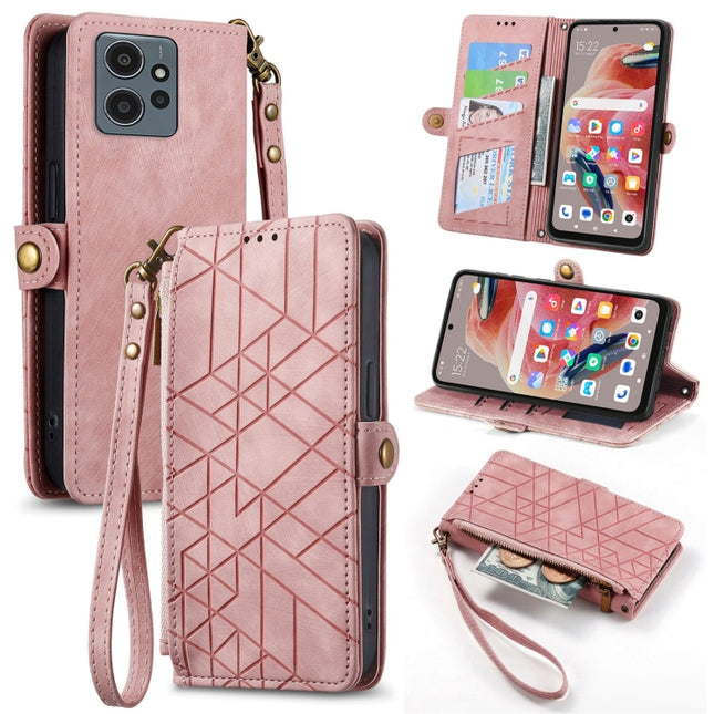 Geometric Zipper Wallet Side Buckle Leather Phone Case, For Xiaomi Redmi Note 12 5G, For Xiaomi Redmi 12C, For Xiaomi Redmi A1, For Xiaomi Redmi Note 11T Pro
