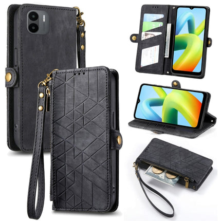 Geometric Zipper Wallet Side Buckle Leather Phone Case, For Xiaomi Redmi Note 12 5G, For Xiaomi Redmi 12C, For Xiaomi Redmi A1, For Xiaomi Redmi Note 11T Pro