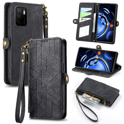 Geometric Zipper Wallet Side Buckle Leather Phone Case, For Xiaomi Redmi Note 11SE, For Xiaomi Redmi 10A, For Xiaomi Redmi 10C, For Xiaomi Redmi K50