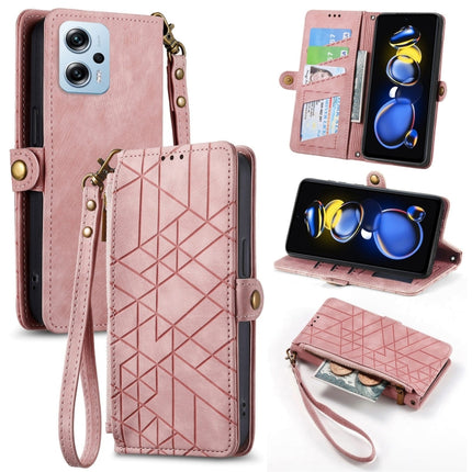 Geometric Zipper Wallet Side Buckle Leather Phone Case, For Xiaomi Redmi Note 12 5G, For Xiaomi Redmi 12C, For Xiaomi Redmi A1, For Xiaomi Redmi Note 11T Pro