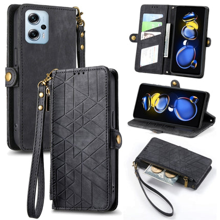 Geometric Zipper Wallet Side Buckle Leather Phone Case, For Xiaomi Redmi Note 12 5G, For Xiaomi Redmi 12C, For Xiaomi Redmi A1, For Xiaomi Redmi Note 11T Pro