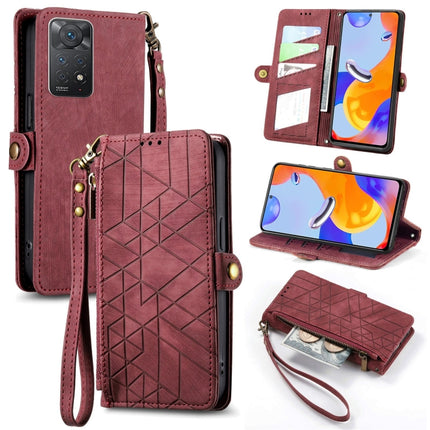 Geometric Zipper Wallet Side Buckle Leather Phone Case, For Redmi Note 11 Pro 4G, For Xiaomi Redmi 10, For Xiaomi Redmi Note 10 5G, For Xiaomi Redmi Note 10 4G