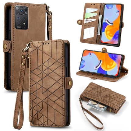 Geometric Zipper Wallet Side Buckle Leather Phone Case, For Redmi Note 11 Pro 4G, For Xiaomi Redmi 10, For Xiaomi Redmi Note 10 5G, For Xiaomi Redmi Note 10 4G