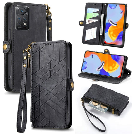 Geometric Zipper Wallet Side Buckle Leather Phone Case, For Redmi Note 11 Pro 4G, For Xiaomi Redmi 10, For Xiaomi Redmi Note 10 5G, For Xiaomi Redmi Note 10 4G