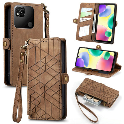 Geometric Zipper Wallet Side Buckle Leather Phone Case, For Xiaomi Redmi Note 11SE, For Xiaomi Redmi 10A, For Xiaomi Redmi 10C, For Xiaomi Redmi K50